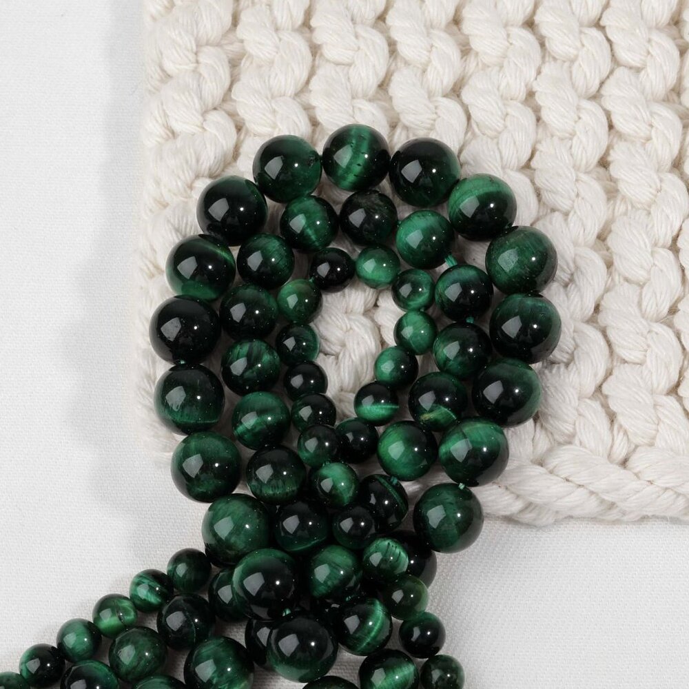 10mm Green Tiger's Eye Round Beads Jewelry Making